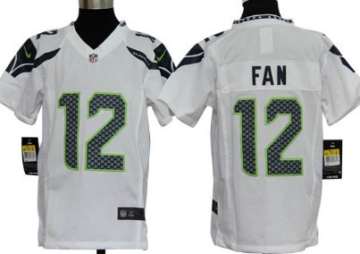 Nike Seattle Seahawks #12 Fan White Game Kids Jersey 