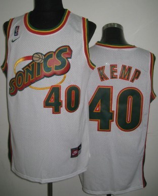 Seattle Supersonics #40 Shawn Kemp 1995-96 White Swingman Jersey 