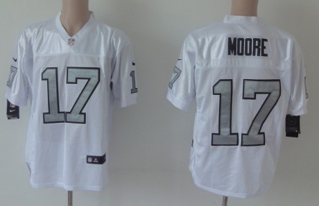 Nike Oakland Raiders #17 Denarius Moore White With Silvery Elite Jersey 