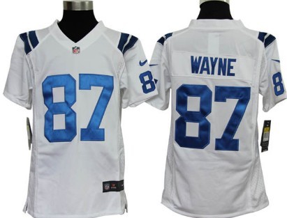 Nike Indianapolis Colts #87 Reggie Wayne White Game Kids Jersey 