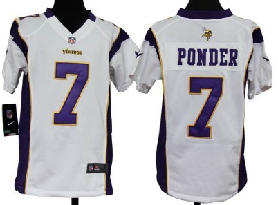 Nike Minnesota Vikings #7 Christian Ponder White Game Kids Jersey 