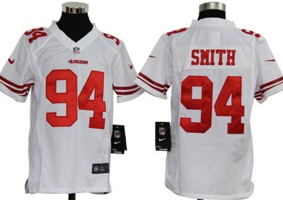 Nike San Francisco 49ers #94 Justin Smith White Game Kids Jersey 