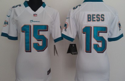 Nike Miami Dolphins #15 Davone Bess White Game Womens Jersey