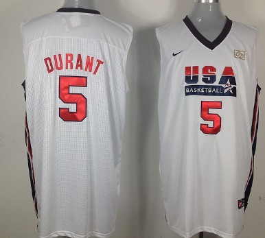 1992 Olympics Team USA #5 Kevin Durant White Swingman Jersey 