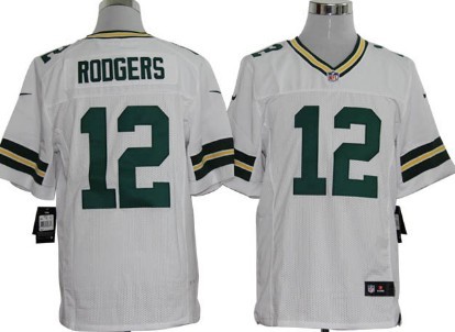 Nike Green Bay Packers #12 Aaron Rodgers White Elite Jersey 