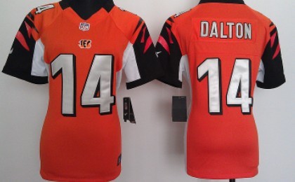 Nike Cincinnati Bengals #14 Andy Dalton Orange Game Womens Jersey