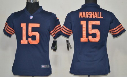 Nike Chicago Bears #15 Brandon Marshall Blue With Orange Game Kids Jersey 