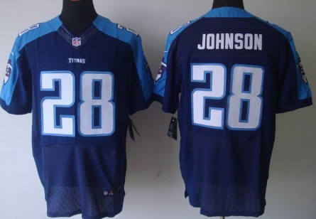 Nike Tennessee Titans #28 Chris Johnson Navy Blue Elite Jersey 