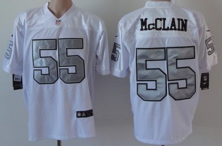 Nike Oakland Raiders #55 Rolando McClain White With Silvery Elite Jersey 