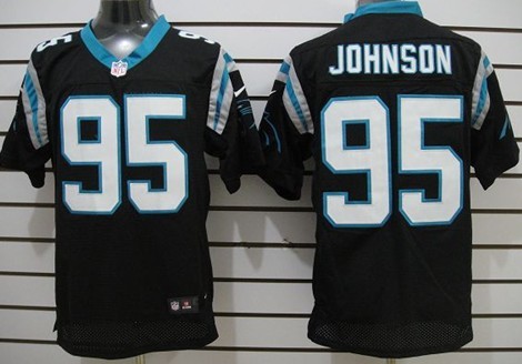 Nike Carolina Panthers #95 Charles Johnson Black Elite Jersey 