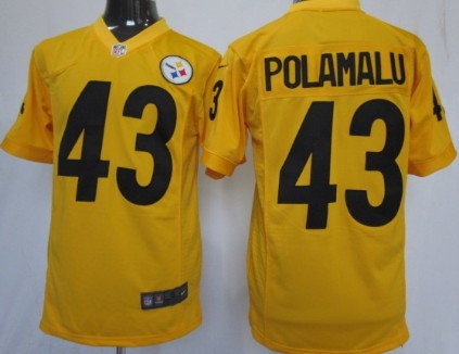 Nike Pittsburgh Steelers #43 Troy Polamalu Yellow Game Jersey 