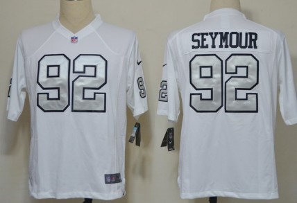 Nike Oakland Raiders #92 Richard Seymour White With Silvery Game Jersey 