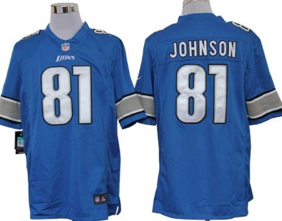 Nike Detroit Lions #81 Calvin Johnson Light Blue Limited Jersey 