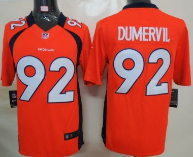 Nike Denver Broncos #92 Elvis Dumervil Orange Limited Jersey 