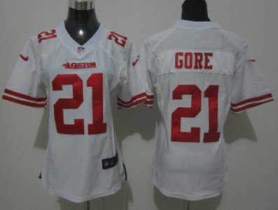 Nike San Francisco 49ers #21 Frank Gore White Game Womens Jersey