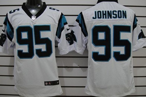 Nike Carolina Panthers #95 Charles Johnson White Elite Jersey 