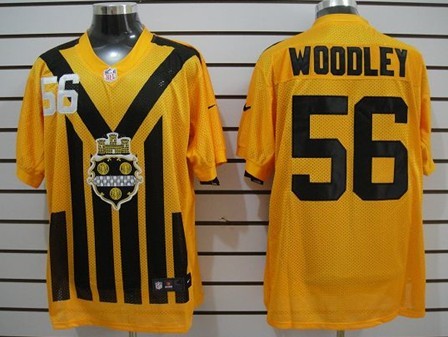 Nike Pittsburgh Steelers #56 LaMarr Woodley 1933 Yellow Throwback Jersey 