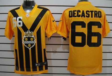 Nike Pittsburgh Steelers #66 David DeCastro 1933 Yellow Throwback Jersey 