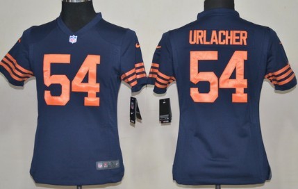 Nike Chicago Bears #54 Brian Urlacher Blue With Orange Game Kids Jersey 