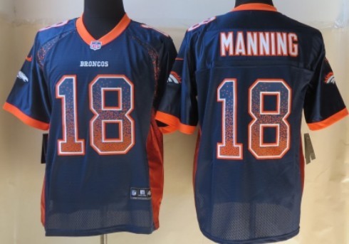 Nike Denver Broncos #18 Peyton Manning Drift Fashion Blue Elite Jersey 