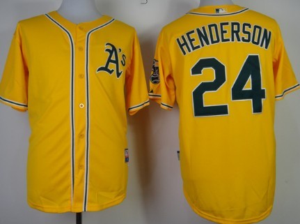 Oakland Athletics #24 Rickey Henderson Yellow Jersey 