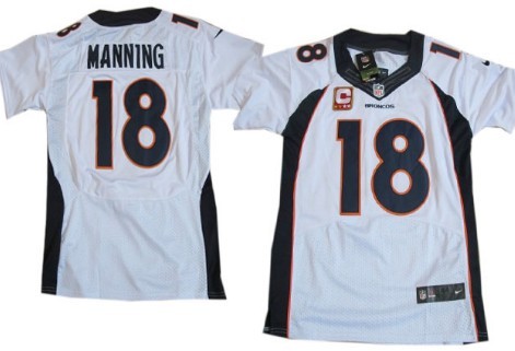 Nike Denver Broncos #18 Peyton Manning 2013 White C Patch Elite Jersey 