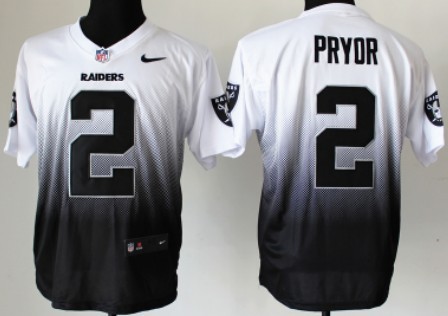 Nike Oakland Raiders #2 Terrelle Pryor White/Black Fadeaway Elite Jersey 