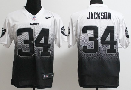 Nike Oakland Raiders #34 Bo Jackson White/Black Fadeaway Elite Jersey 