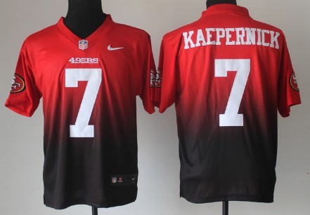 Nike San Francisco 49ers #7 Colin Kaepernick Red/Black Fadeaway Elite Jersey 