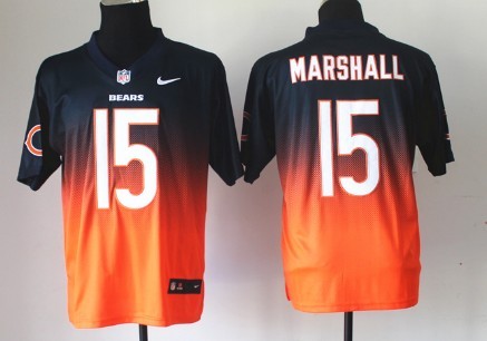 Nike Chicago Bears #15 Brandon Marshall Blue/Orange Fadeaway Elite Jersey 