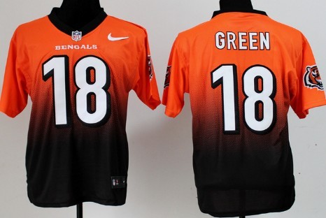 Nike Cincinnati Bengals #18 A.J. Green Orange/Black Fadeaway Elite Jersey 