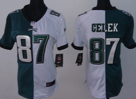 Nike Philadelphia Eagles #87 Brent Celek Green/White Two Tone Womens Jersey 