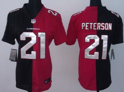 Nike Arizona Cardinals #21 Patrick Peterson Black/Red Two Tone Womens Jersey