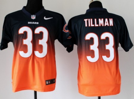 Nike Chicago Bears #33 Charles Tillman Blue/Orange Fadeaway Elite Jersey 