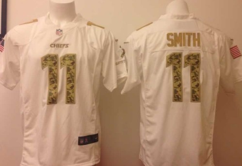 Nike Kansas City Chiefs #11 Alex Smith Salute to Service White Game Jersey 