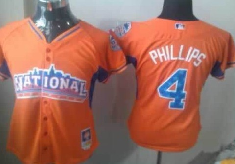 Cincinnati Reds #4 Brandon Phillips 2013 All-Star Orange Womens Jersey