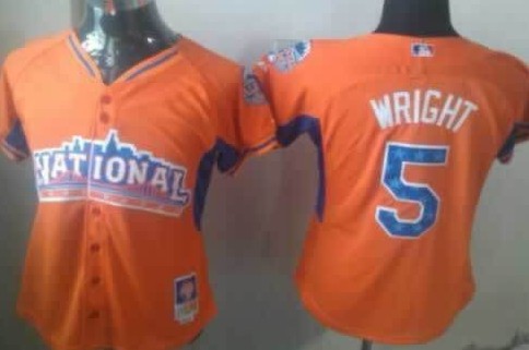 New York Mets #5 David Wright 2013 All-Star Orange Womens Jersey 