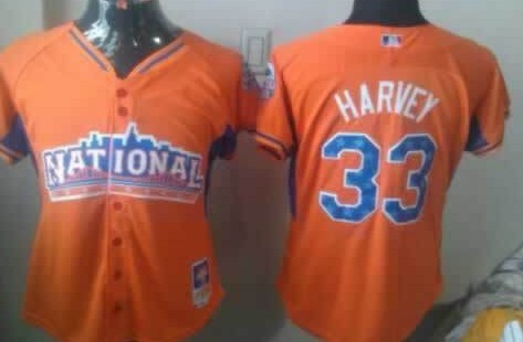 New York Mets #33 Matt Harvey 2013 All-Star Orange Womens Jersey 