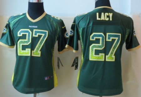 Nike Green Bay Packers #27 Eddie Lacy Drift Fashion Green Womens Jersey 