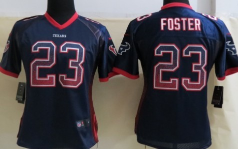 Nike Houston Texans #23 Arian Foster Drift Fashion Blue Womens Jersey 