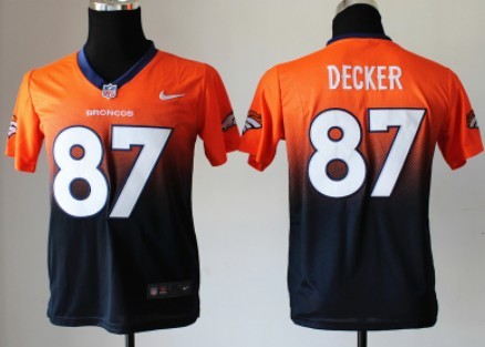 Nike Denver Broncos #87 Eric Decker Orange/Blue Fadeaway Kids Jersey 