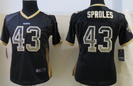 Nike New Orleans Saints #43 Darren Sproles Drift Fashion Black Womens Jersey 