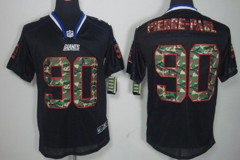 Nike New York Giants #90 Jason Pierre-Paul Black With Camo Elite Jersey 