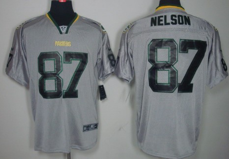 Nike Green Bay Packers #87 Jordy Nelson Lights Out Gray Elite Jersey 