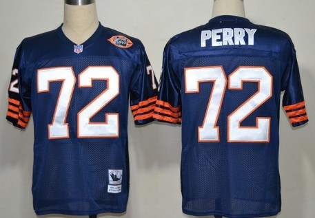 Chicago Bears #72 William Perry Blue Throwback With Bear Patch Jersey 