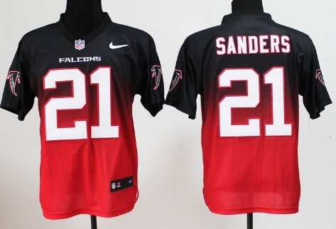 Nike Atlanta Falcons #21 Deion Sanders Black/Red Fadeaway Elite Jersey 