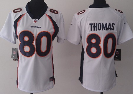 Nike Denver Broncos #80 Julius Thomas 2013 White Game Womens Jersey 