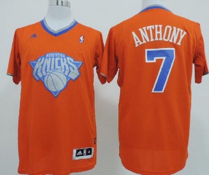 New York Knicks #7 Carmelo Anthony Revolution 30 Swingman 2013 Christmas Day Orange Jersey