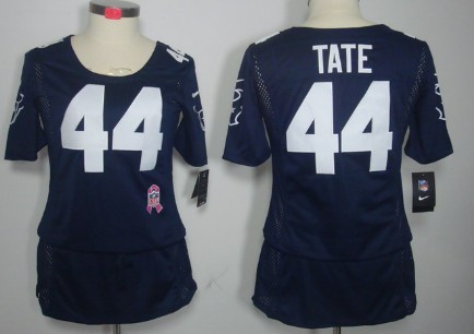 Nike Houston Texans #44 Ben Tate Breast Cancer Awareness Navy Blue Womens Jersey 