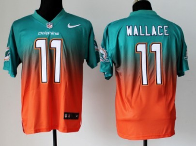 Nike Miami Dolphins #11 Mike Wallace Green/Orange Fadeaway Elite Jersey 